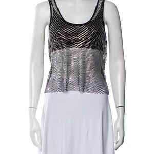 MAJE Cropped Crystal-Embellished Mesh Top sz2 RP: 380 USD